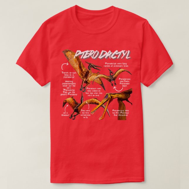 Camiseta Fatos de diversão de pterodátilo (Frente do Design)
