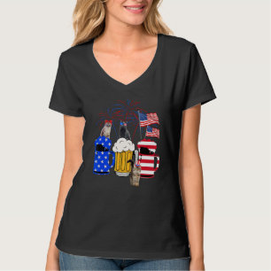 Camiseta Fatos de Gato para 4 de Julho Vermelho Branco Azul