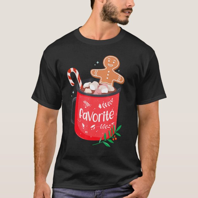 Camiseta Fatos De Natal Com Mug De Cacau Da Família Com Doc (Frente)