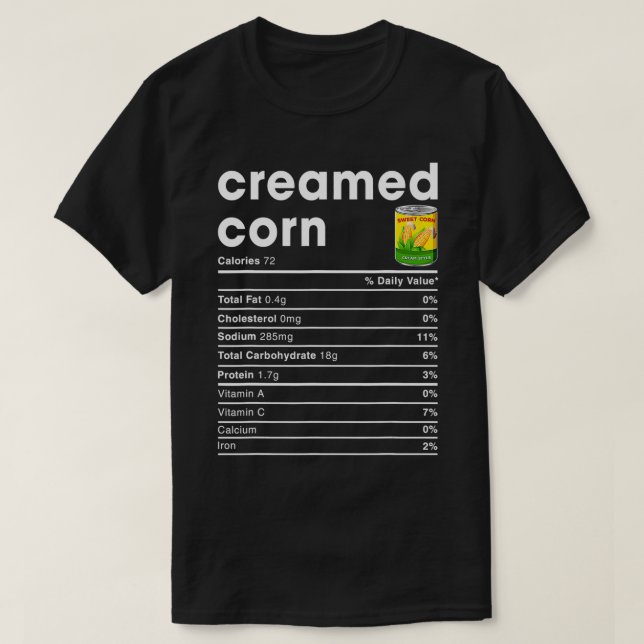 Camiseta Fatos de Nutrição de Milho Criados (Frente do Design)