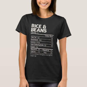 Camiseta Fatos de Nutrição do Arroz e Feijão na Comida de A