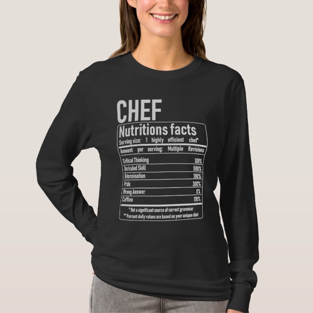 Camiseta Fatos de Nutrição do Chef Roupas Culinárias de Coz (Frente)