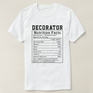 Camiseta Fatos de Nutrição do Decorador Engraçado Funcionar