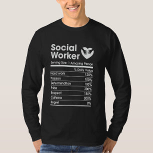 Camiseta fatos de nutrição do trabalhador social mês de tra