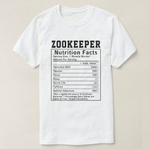 Camiseta Fatos de Nutrição do Zookeeper Engraçado Funcionar