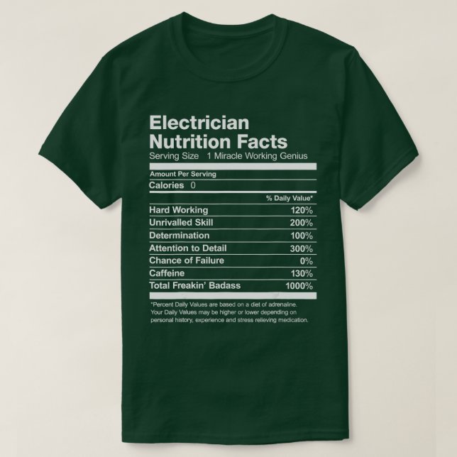 Camiseta Fatos de Nutrição Eletrônica são Engraçados (Frente do Design)