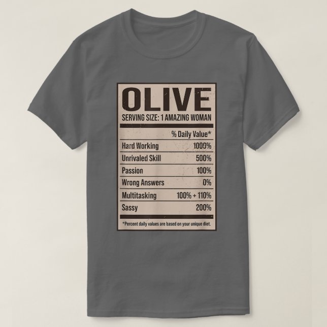 Camiseta Fatos De Nutrição Oleícola Nome Alias Do Apelido T (Frente do Design)