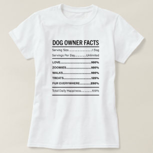 Camiseta Fatos Divertidos do Dono de Cachorro Etiqueta Nutr