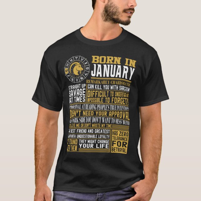Camiseta Fatos do nascer em janeiro (Frente)