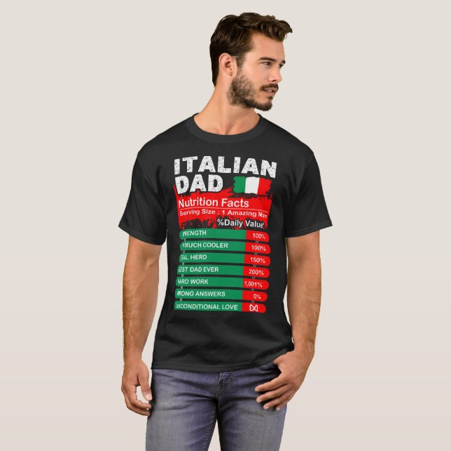 Camiseta Fatos italianos da nutrição do pai que servem o (Frente Completa)