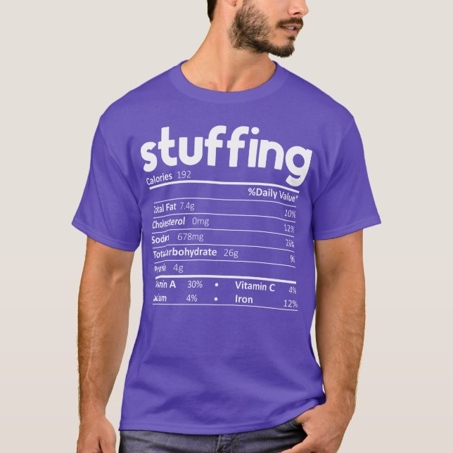 Camiseta Fatos Nutricionais da Comida Recheada Funnyhanksgi (Frente)