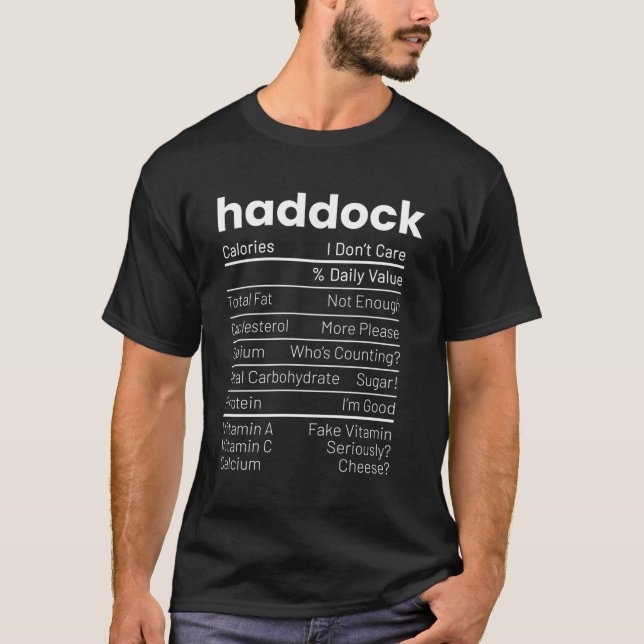 Camiseta Fatos Nutricionais da Haddock Fatos de Nutrição do (Frente)