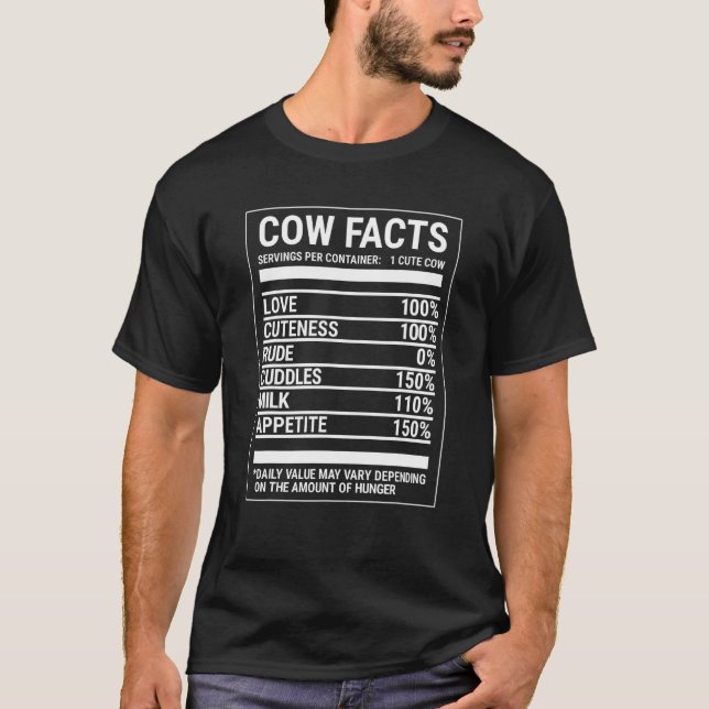 Camiseta Fatos Nutricionais da Vaca Fazendeiro Vaca (Frente)
