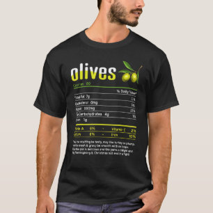 Camiseta Fatos Nutricionais de Azeitonas Família Dia de Açã