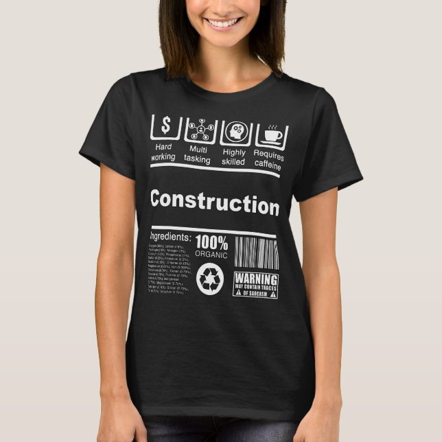 Camiseta Fatos Nutricionais De Construção (Frente)
