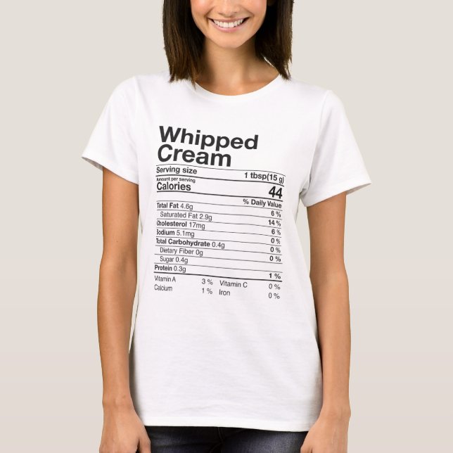 Camiseta Fatos Nutricionais de Creme Chantilly Presente de  (Frente)
