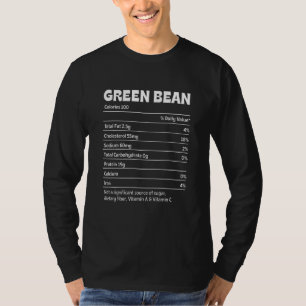 Camiseta Fatos Nutricionais de Feijão Verde Engraçado Humor