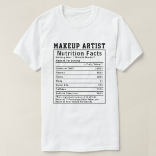 Camiseta Fatos Nutricionais de Maquiador Engraçado para Equ