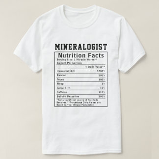 Camiseta Fatos Nutricionais de Mineralogista Engraçado Pres