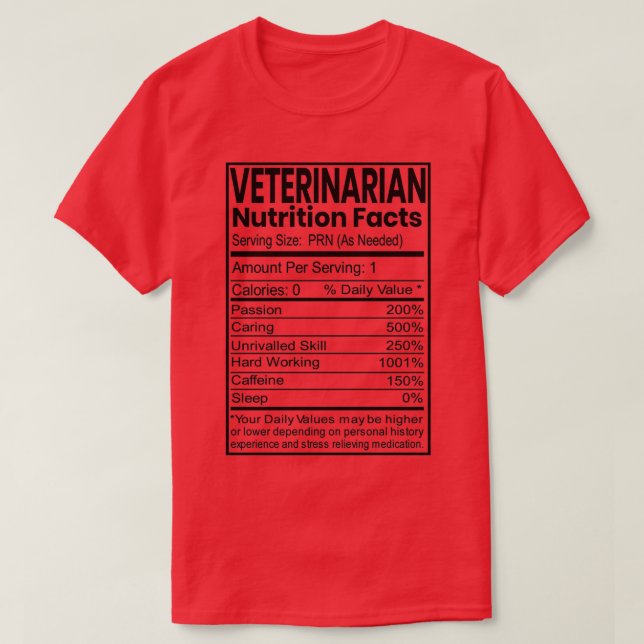 Camiseta Fatos Nutricionais de Oferta Engraçada Veterinária (Frente do Design)