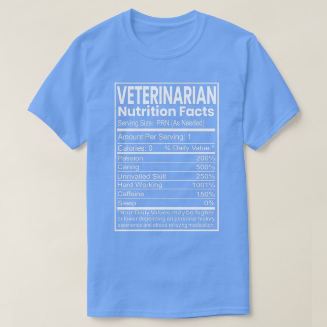 Camiseta Fatos Nutricionais de Oferta Engraçada Veterinária (Frente do Design)