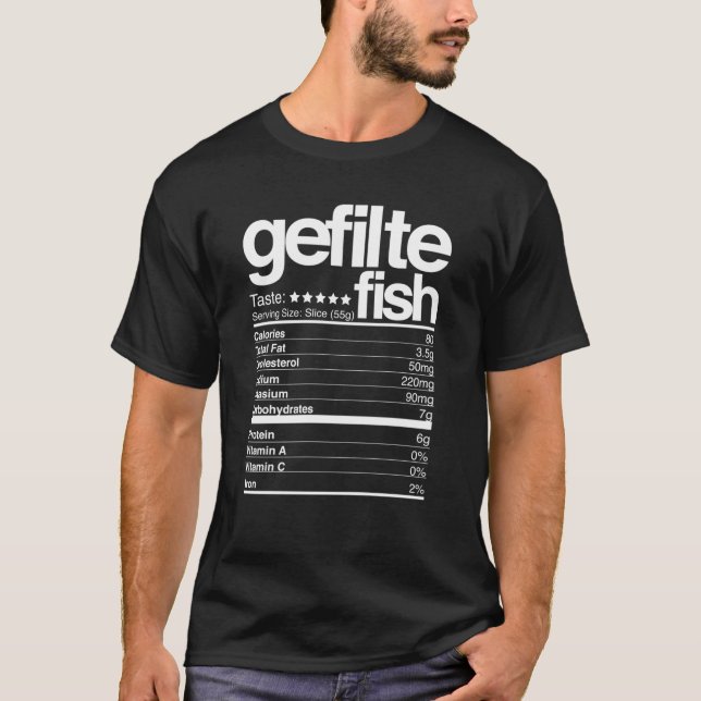 Camiseta Fatos Nutricionais de Peixes Gefiltos Hanukkah573p (Frente)