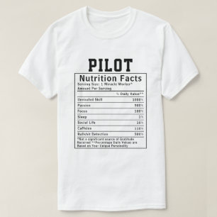 Camiseta Fatos Nutricionais de Piloto Engraçado Presente pa