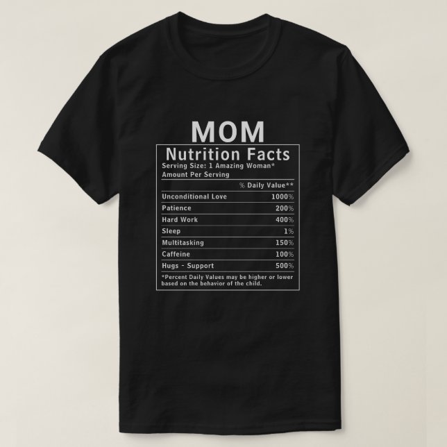 Camiseta Fatos Nutricionais Divertidos para Mãe Presente do (Frente do Design)