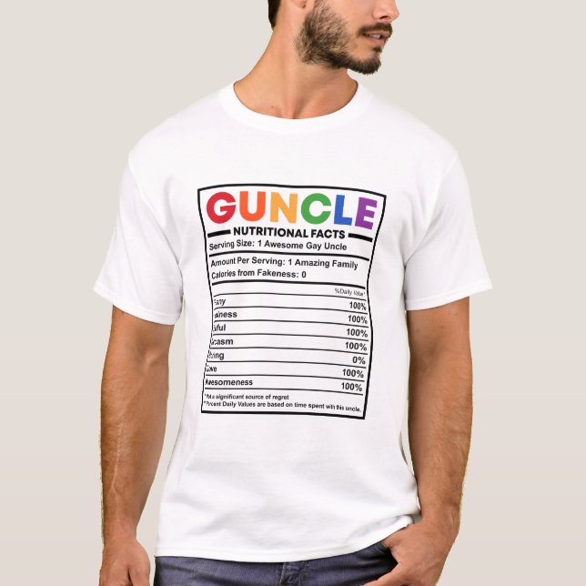 Camiseta Fatos Nutricionais do Arco-Íris do gay Unlce Pride (Frente)