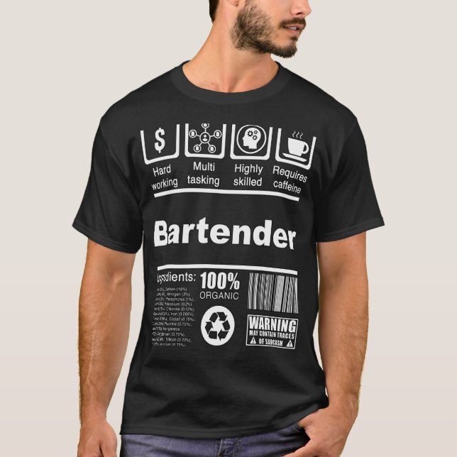 Camiseta Fatos Nutricionais Do Barman Para Os Barman (Frente)