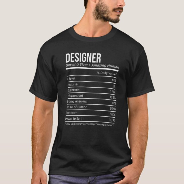 Camiseta Fatos Nutricionais do designer (Frente)