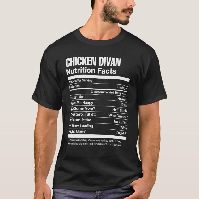 Camiseta Fatos Nutricionais do Frango Divan (Frente)