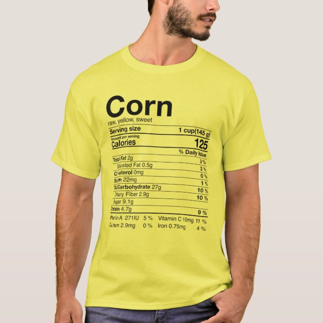 Camiseta Fatos Nutricionais do Milho Oferecem Fato de Ação  (Frente)