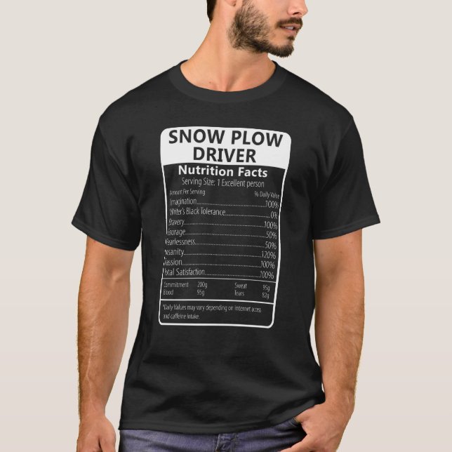 Camiseta Fatos Nutricionais do Motorista de Limpa-Neve Sarc (Frente)