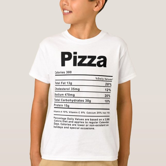 Camiseta Fatos Nutricionais do Natal de Ação de Graças Pizz (Frente)