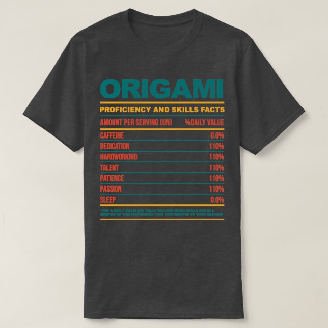 Camiseta Fatos Nutricionais do Origami Engraçado (Frente do Design)