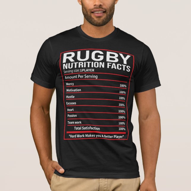 Camiseta Fatos Nutricionais do Rugby - Presente do Jogador  (Frente)