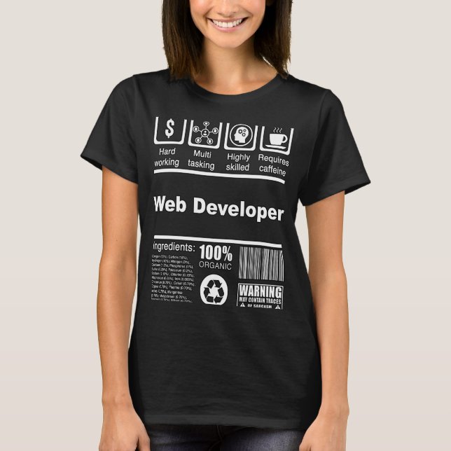 Camiseta Fatos Nutricionais Do Web Developer Para O Desenvo (Frente)