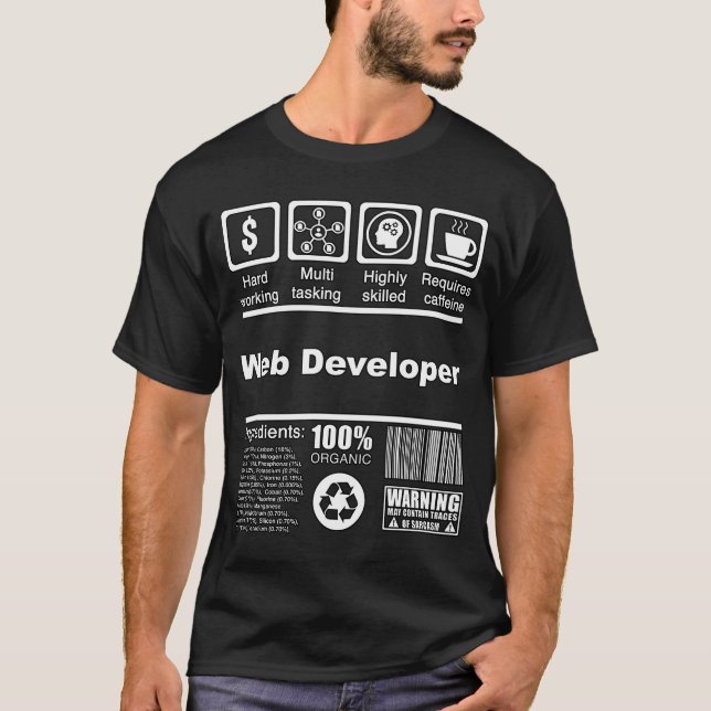 Camiseta Fatos Nutricionais Do Web Developer Para O Desenvo (Frente)