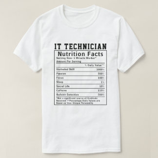 Camiseta Fatos Nutricionais Engraçados de Técnico de TI Tra