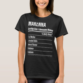 Camiseta Fatos Nutricionais Makenna Servindo Calorias de Ta