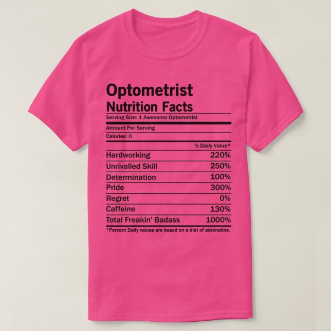 Camiseta Fatos Nutricionais Optometristas 1 (Frente do Design)