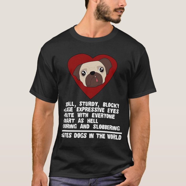 Camiseta Fatos sobre Pug Amante de Cães  (Frente)