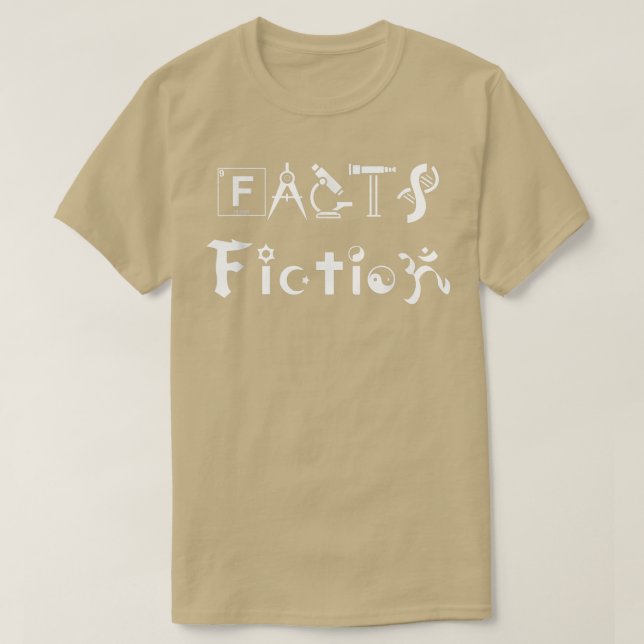 Camiseta Fatos vs Ficção , Presente Religião Científica (Frente do Design)