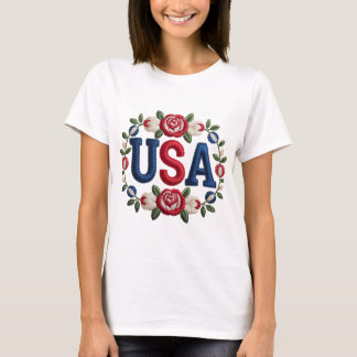 Camiseta Faux Embroiderme USA Tshirt