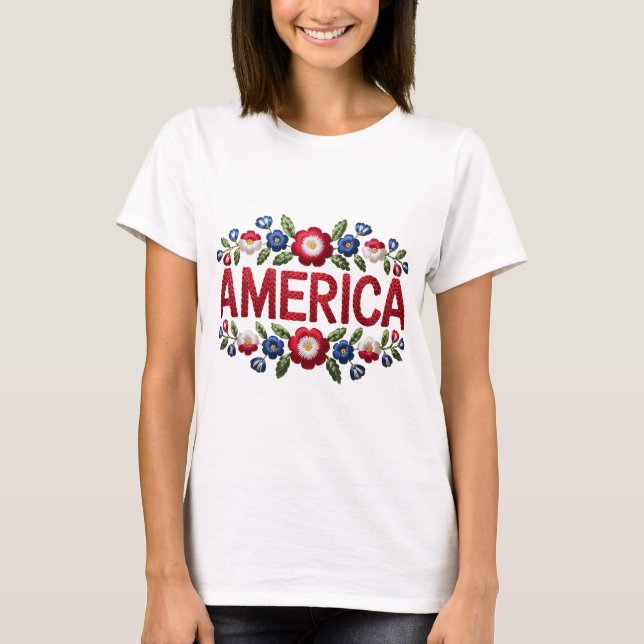 Camiseta Faux Embroidery America Tshirt (Frente)