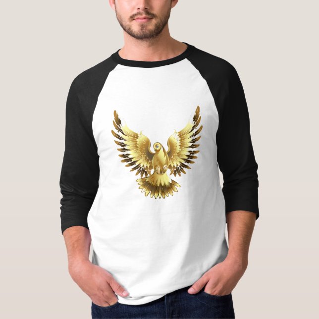Camiseta Faux Gold Foil Peace Dove em Preto (Frente)