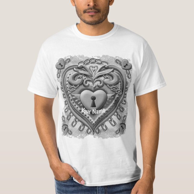 camiseta faux Lock Silver Heart-shirt (Frente)