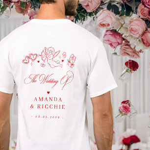 Camiseta Favor de Casamento Querubim Desenhado à Mão Cupido