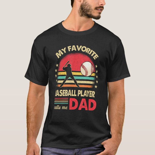 Camiseta Favorite Baseball Player Calls Me Dad USA Flag Fat (Frente)